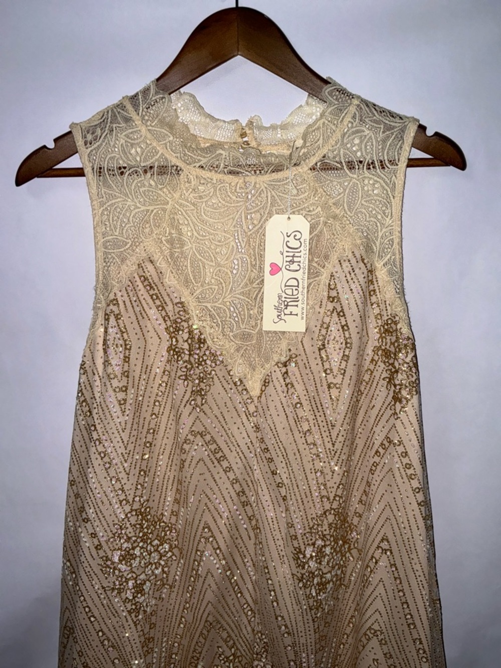 Southern Fried Chics, NWT, XXXL Gold Boutique Dress - Picture 2 of 12